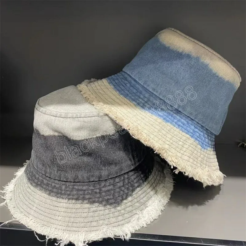 Eimer Hut Frauen Herbst Hüte und Kappen Patchwork Gewaschen Denim Hut Hip Hop Solide Breiter Krempe Baumwolle Strand Angeln Kappe panama