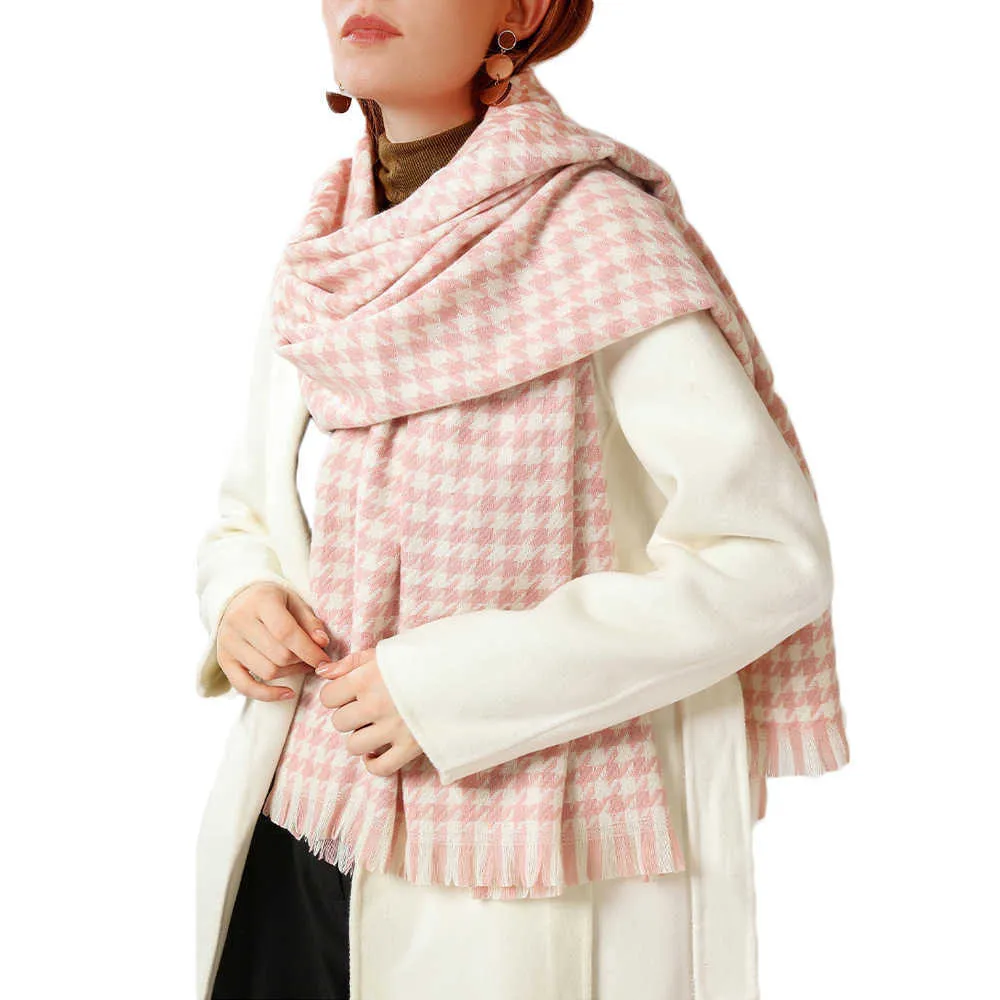 Szaliki Kobiety Klasyczny szalik zimowy ciepłe miękkie zagęszczone wargi kaszmirowe szal wzórowy wzór