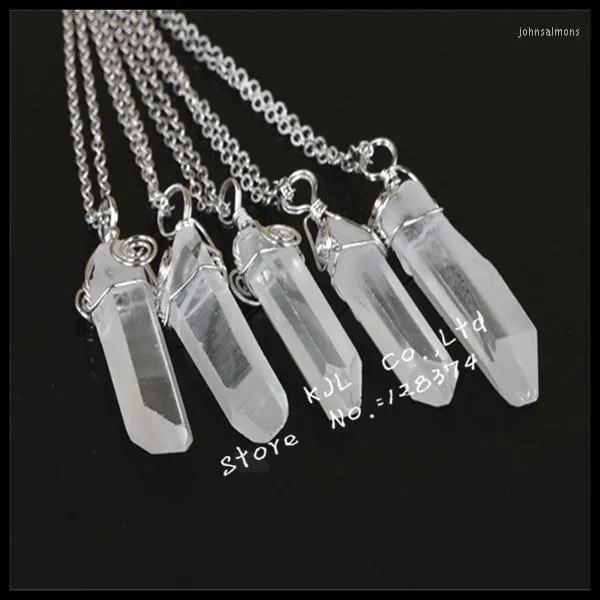 Naszyjniki wiszące 5pcs/działek naturalny druzy kamienny kwarc naszyjnik przezroczysty krystaliczny łańcuch dla kobiet 2022 biżuteria