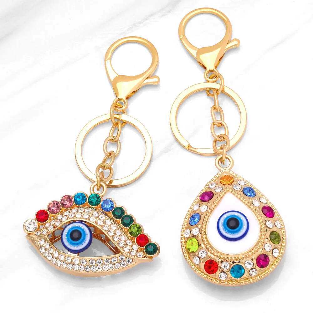 Creative Rhinestone Devils Eye Metal Keychain Pendant Men Women mode Evil Eye Jewelry Bags Keychains Accessories Gift