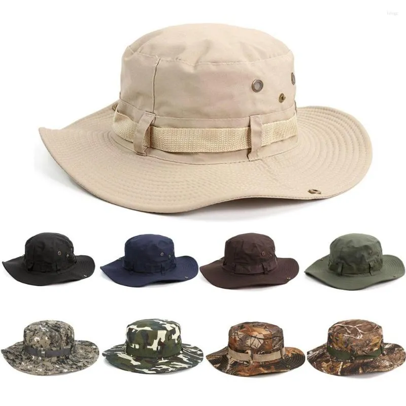 Casquettes de cyclisme extérieur Jungle chapeau large bord randonnée hommes seau chapeaux casquette de pêche soleil militaire Boonie