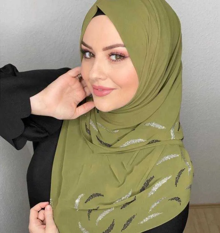 Schals Tücher Zifeng OEM Hair Turban für Frauen Mode Neue muslimische Diamantschal einfach Chiffon Hijab