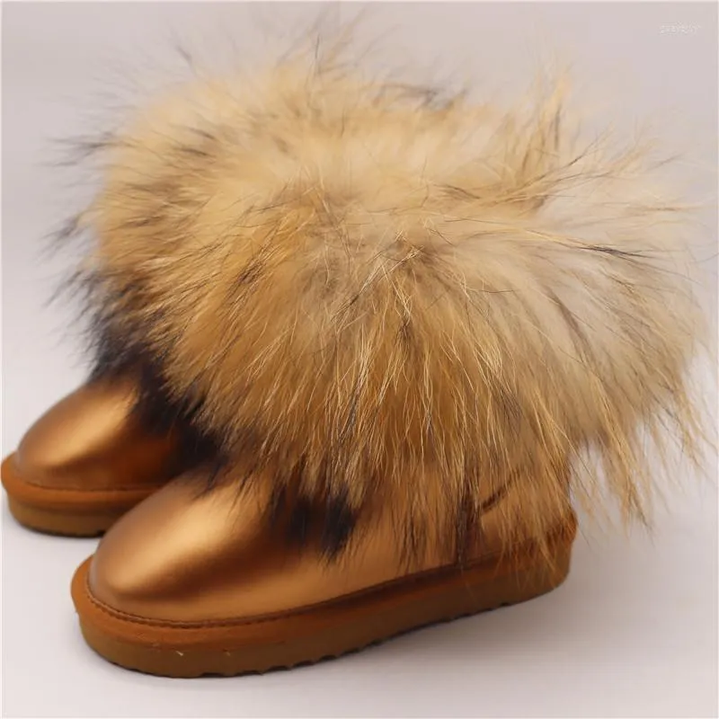Boots Classic Fur 2022 For Girls Boys Snow Genuine Leather Winter Warm Children's Shoes Plush Botas Kids Zapatos