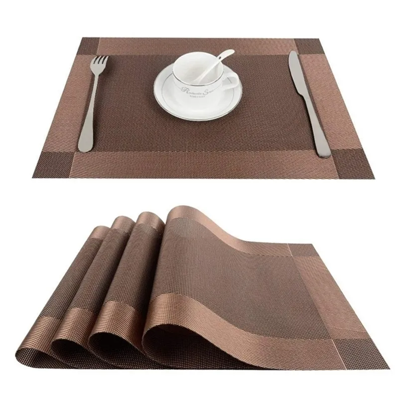 Top Finel 4 pz / lotto Tovagliette decorative in vinile PVC per tavolo da pranzo Runner Tovaglietta in lino in Accessori da cucina Sottobicchiere per tazza 220627