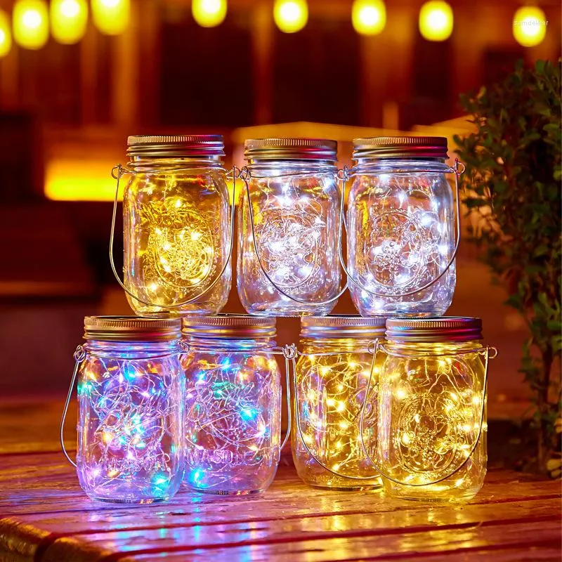 Saiten 10/20 LED Solar Mason Jar Deckel Licht Fee Lichter Farbe Wechseln Weihnachten im Freien Hochzeit Luminous Dekoration