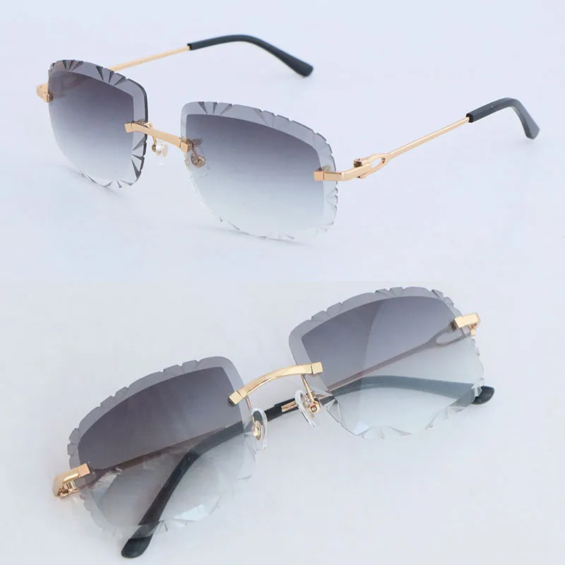 Dernière mode lunettes de soleil sans monture en métal homme femmes Designer diamant coupe lunettes de soleil Protection Design extérieur 00500 lunettes de soleil taille optique 62-20-140MM