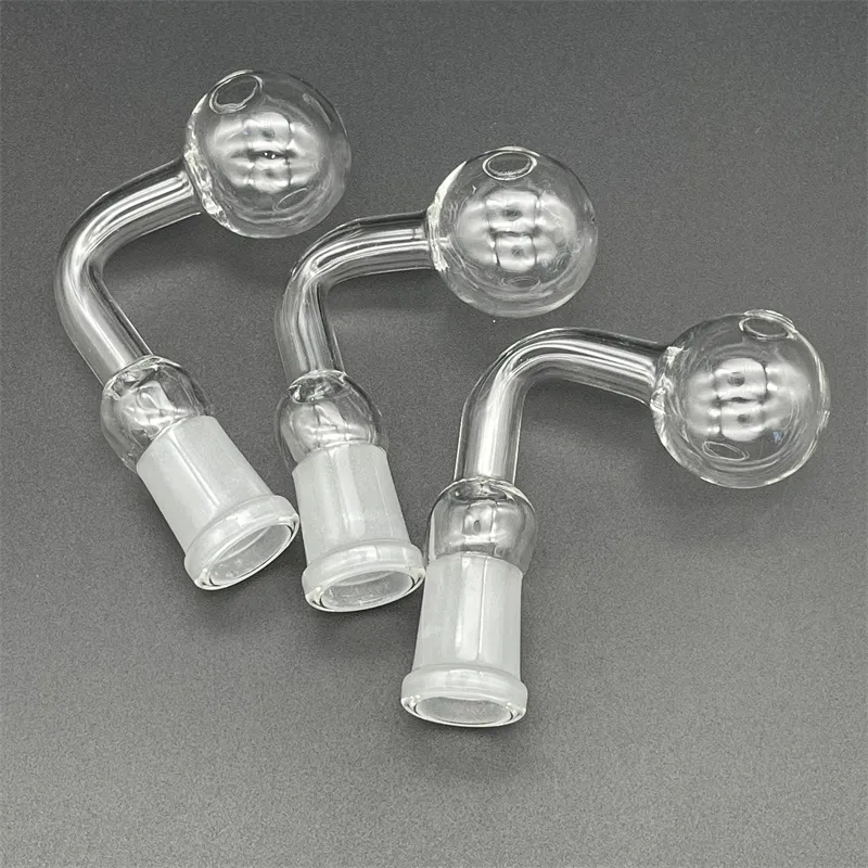 Şeffaf Sigara Boruları Cam Boru Mini Nargileler Kalın Pyrex Bükülmüş Tip Yağ Yakıcı Fıskiye Tütün Kaşığı El Boruları 10mm 14mm 18mm Ortak Küçük Dab Kuleleri