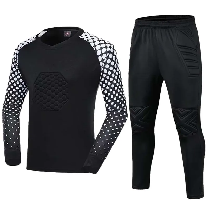 Running Sets Men's kids Soccer Goalkeeper Uniform Protective Sponge Long Sleeve Training Football Jersey Top and Pants 221019