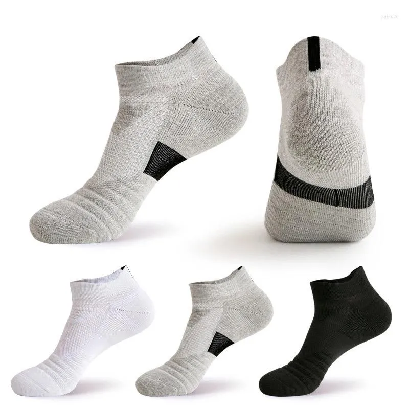 Towel de meias masculinas Terry Terry Sports Sports masculinos pretos pretos cor cinza cinza ao ar livre de basquete Fitness tornozelo no tornozelo