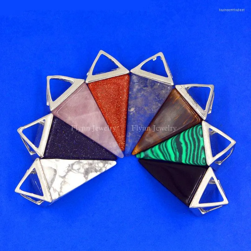 Ciondolo Collane Pendenti Pendolo Cristallo Quarzo Tigerite Howlite Etc Piramide Accessori in pietra naturale Mix di gioielli di moda europea 16 pezzi