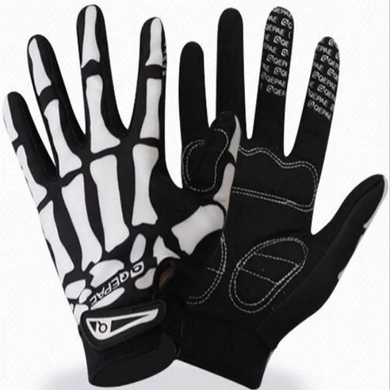 Cycling Gloves Cycling Gloves Outdoor Sport Racing Bike Motorcycle Ghost Skeleton Skull Bone Gloves T221019