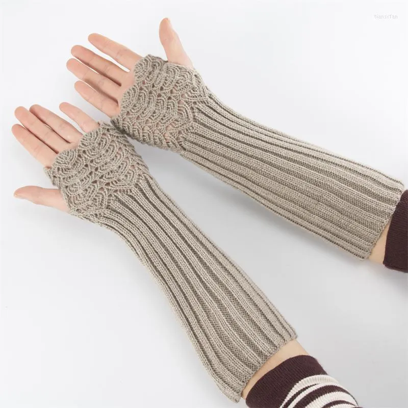 Kn￤skydd Autumn Winter stickad halvfinger fingerfria handskar Peksk￤rm varm fullfinger Pratiska mulitstylar