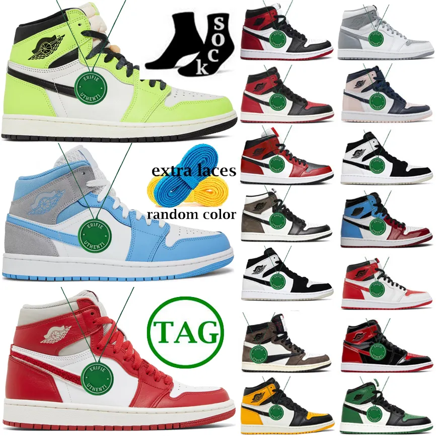 2023 Air Jumpman 1 Basketball Shoes Patent Bred Starfish Jordens 1s Stage Haze University Blue 