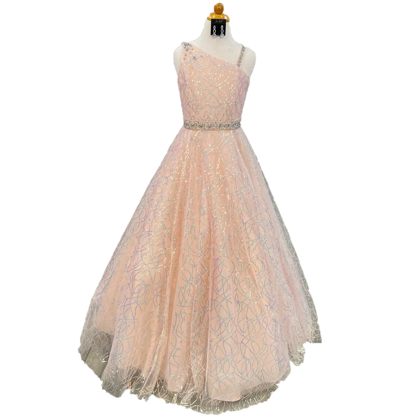 Perle rose fille robe de reconstitution historique 2023 cristal ceinture une épaule une épaule petits enfants anniversaire robe de soirée formelle enfant en bas âge adolescents paillettes longueur de plancher sans manches