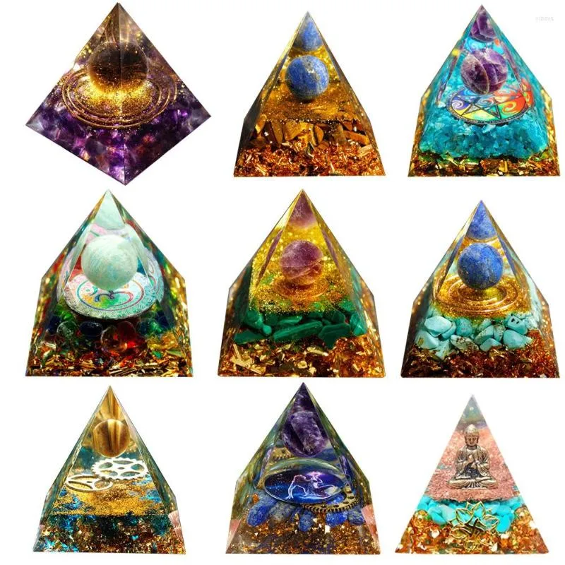 Dekoratif Figürinler Doğal Taş Orgonit Piramit Kristalleri Orgone Enerji Jeneratörü İyileştirme Reiki Chakra Meditasyon Koruması Zanaat için