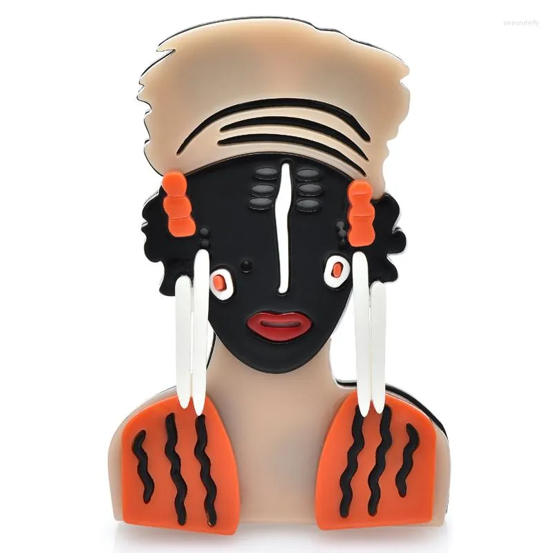 Broches Wulibaby assistant acrylique pour femmes unisexe afrique Figure fête décontracté broche cadeaux