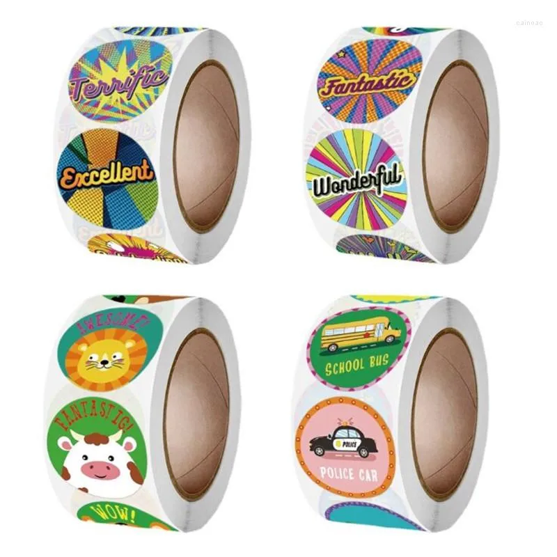 Gift Wrap Wonderful Sticker 500 Pcs /roll 2.5cm Cute Bus /Ship Vintage Scrapbooking Round Shape Teacher Children Reward Label Seal Paste