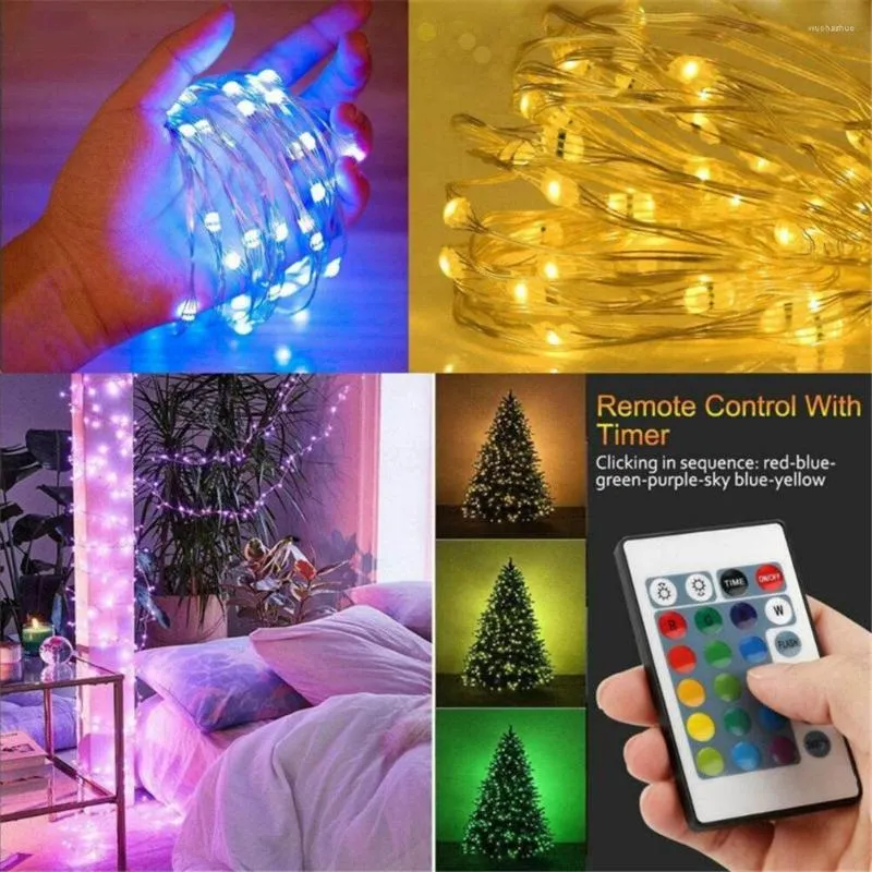 Saiten USB-LED-String-Licht 16 Farben Bunte blinkende RGB-dekorative Lichterketten für Weihnachtsfeier-Heimdekoration