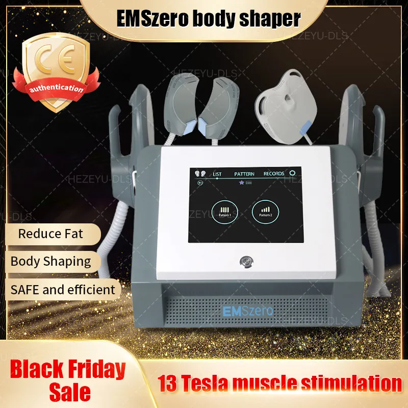 ブラックフライデースペシャル2023 The New Emszero Slimming Machineポータブル2/4/5ハンドルRF 13 Tesla Hi-EMTは、骨盤刺激パッドで脂肪を減らします