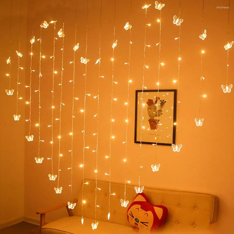 Strings 2M hartvormige LED LED Gordijn Licht Lcicle Butterfly String Holiday Party Christmas Fairy Tale Wedding Decoratie