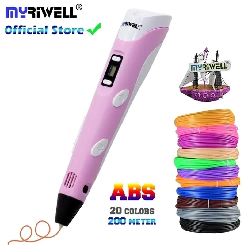 Myriwell 3d Pen Pennello fai da te disegno S 3D Printing per bambini con filamento ABS 1 regalo di compleanno di Natale da 75 mm 220704