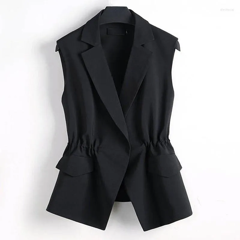 Coletes femininos primavera verão feminino sem mangas jaqueta casaco longo colete blazer trabalho formal senhora escritório vintage fino terno colete feminino e18