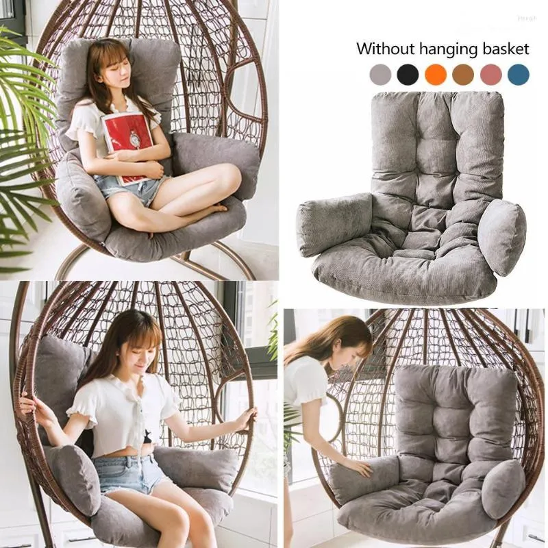 Pillow High Quality Gray Swing Hanging Basket Seat Thicken Resilience Corduroy Hammock Pad For Patio Garden Decor