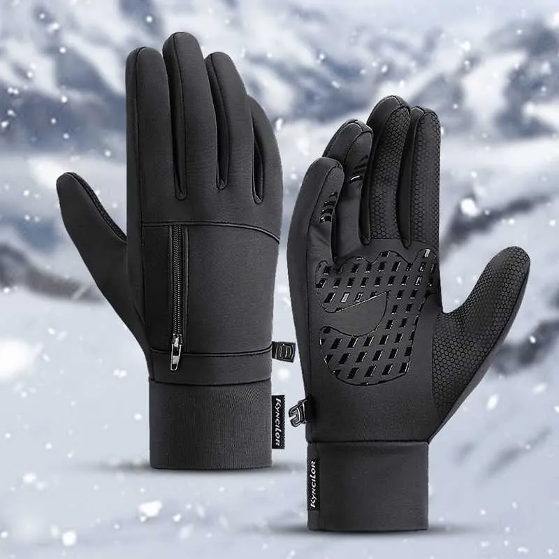 Gants de ski hiver chaud poche cyclisme écran tactile étanche antidérapant pour hommes femmes épais thermique moto L221017