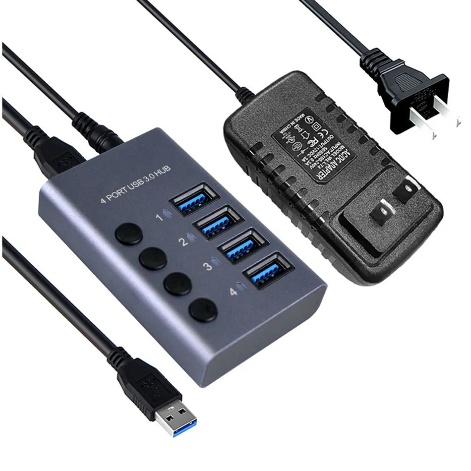 7 Port USB Hub Netzteil SuperSpeed 5Gbit/s Schwarz 7 Port USB 3.0 Hub Mit  Netzteil - SuperSpeed Hub Für PC & Laptop Bitcoin Miner