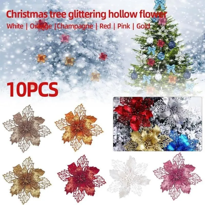 Guirlande de fleurs décoratives pour arbre de noël, paillettes creuses, ornements de fleurs artificielles, pendentif, couronne de mariage DIY, RRA65