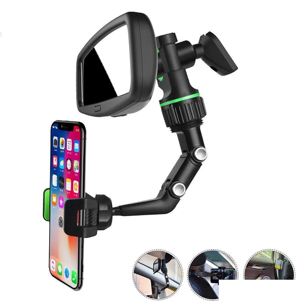 Support de voiture Support de téléphone de voiture Clip de rotation à 360 degrés réglable Rétroviseur Vue à la première personne Prise de vue vidéo Conduite Drop Deliver Dhvrp