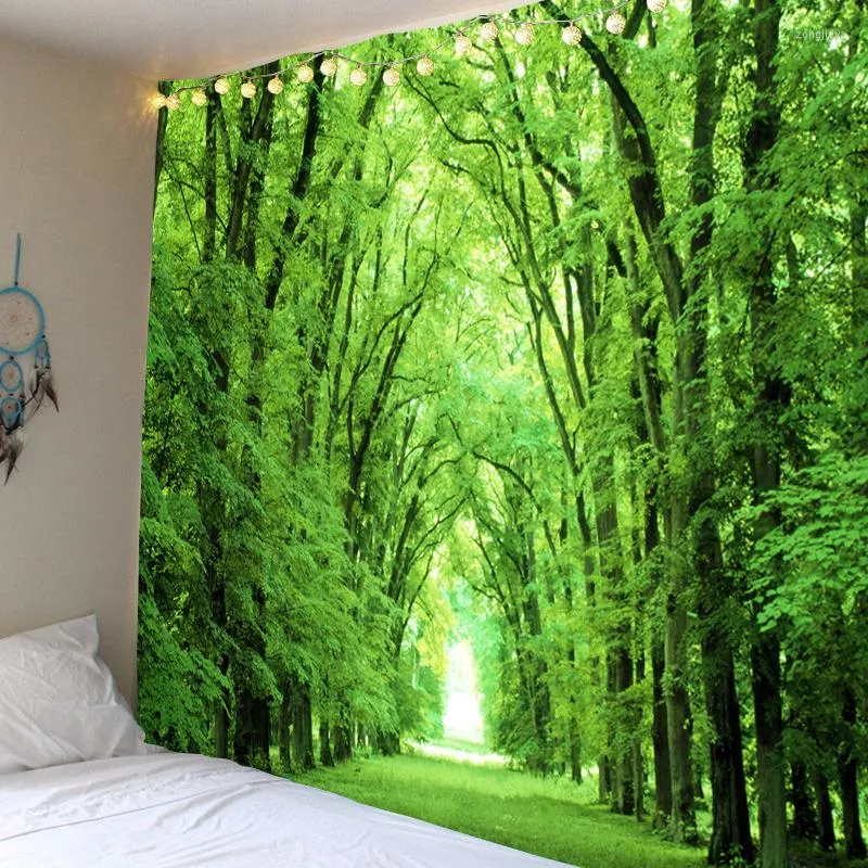 タペストリー竹林タペストリー3D印刷自然の木の壁の家の装飾