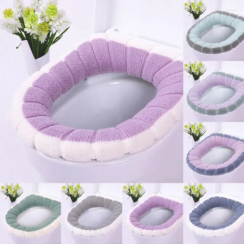 Housses de siège de toilette Double couleur universel doux lavable ensemble de tapis pour la décoration intérieure Closestool chauffe-couvercle accessoires