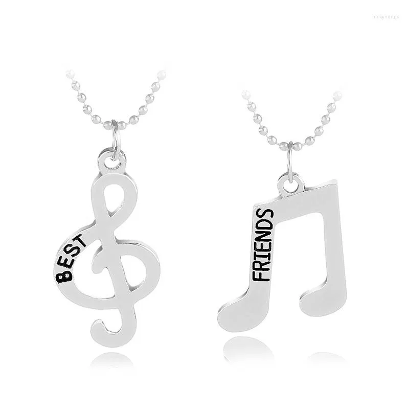 Choker Friend Puzzle Split Music Note Engraved Pendant Necklace Forever Valentine