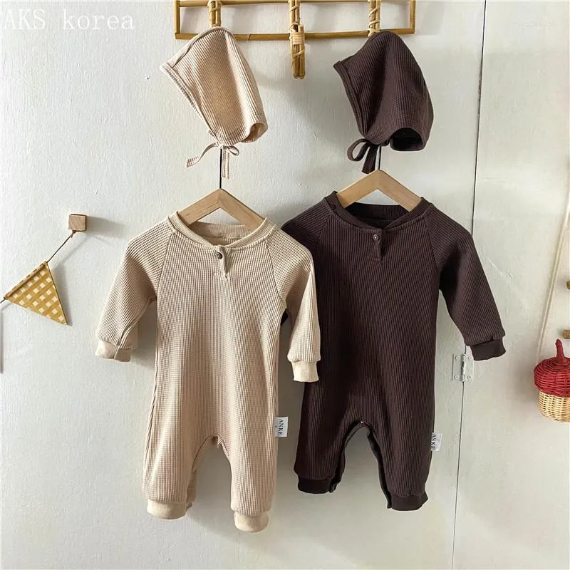 Jumpsuits Sleeve Jumpsuit Toddler Baby Girl Sweet Clothes Bodysuits Rompers 2Pcs Cute Boys Romper With Hat Set Infant Vintage Long
