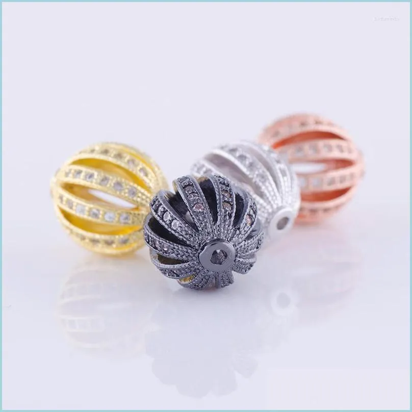 Other Other Fours Colors 10Mm Spacer Beads Diy Micro Pave Cz Hollow Watermelon Ball For Bracelets Making Jewelry Accessoriesother Ot Dheyj