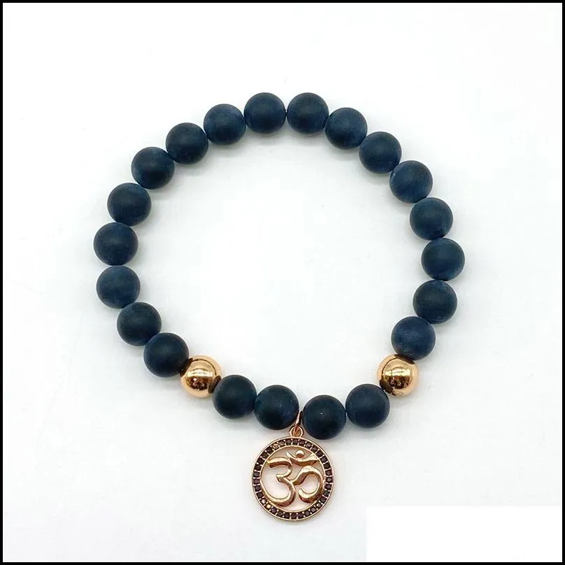 Bangle Bangle Beads Beads Bracelets Om Charms 8 мм Onyx Elastic Bangles для мужчин бросают доставку 2021 Ювелирные изделия DH7WF