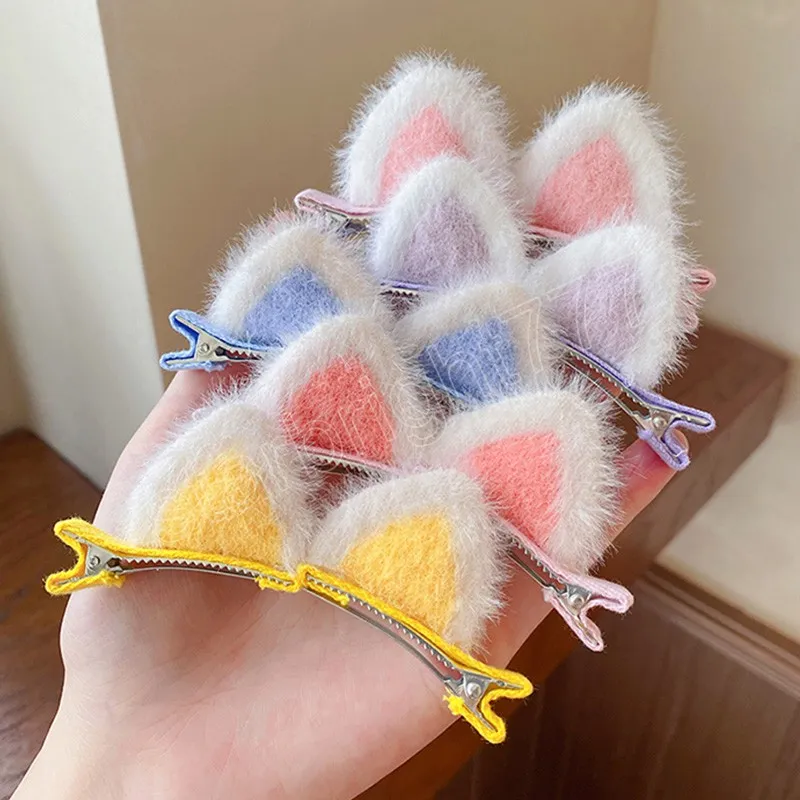 Mignon en peluche chat oreilles pinces à cheveux pour filles enfants beaux cheveux décorer épingles à cheveux Barrettes enfants doux cheveux accessoires