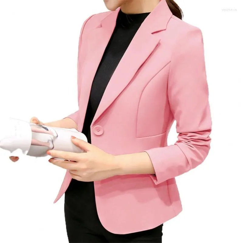 여자 정장 가을 블레이저 간단한 싱글 버튼 포켓 코트 코트 여성
