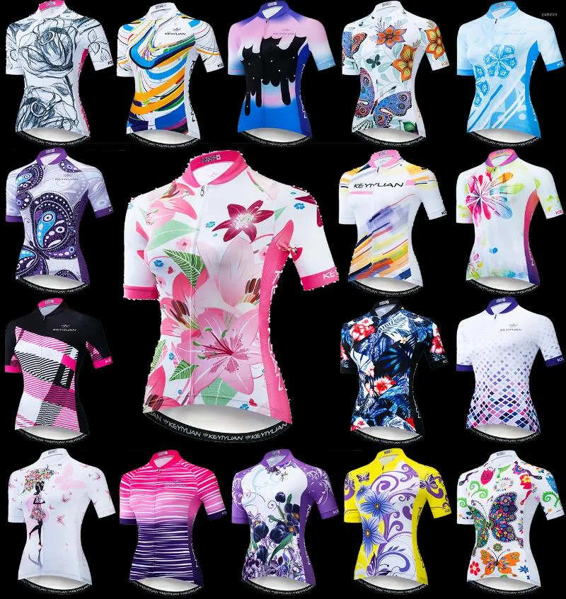 Vestes de course Keyiyuan été rétro cyclisme maillot femme manches courtes VTT vêtements vélo cycle haut VTT Kleding Dames Mallots