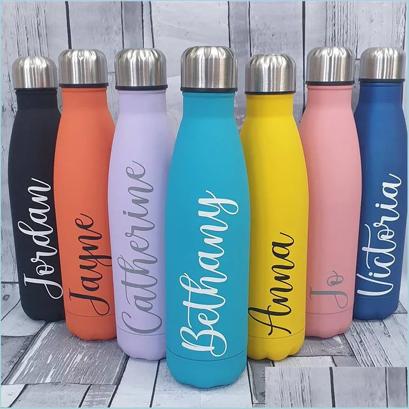 Vattenflaskor Vattenflaskor Personligt rostfritt stål Thermos brudtärna Custom Cup Bachelorette Party Gifts Favors Förslag 500m Dhaiy