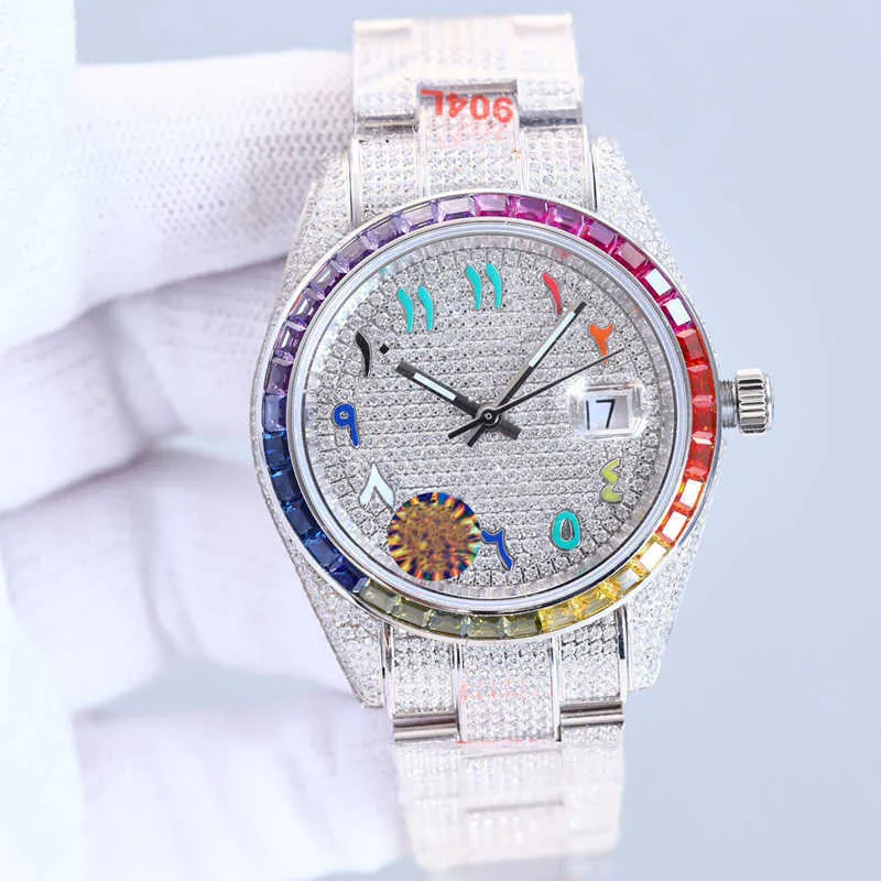 Armbanduhr Diamond Watch Mens mechanische Uhr 41 mm Färbung Stahlgurt Bewegung Saphir wasserdichtes Würde Armbandwatchchgi