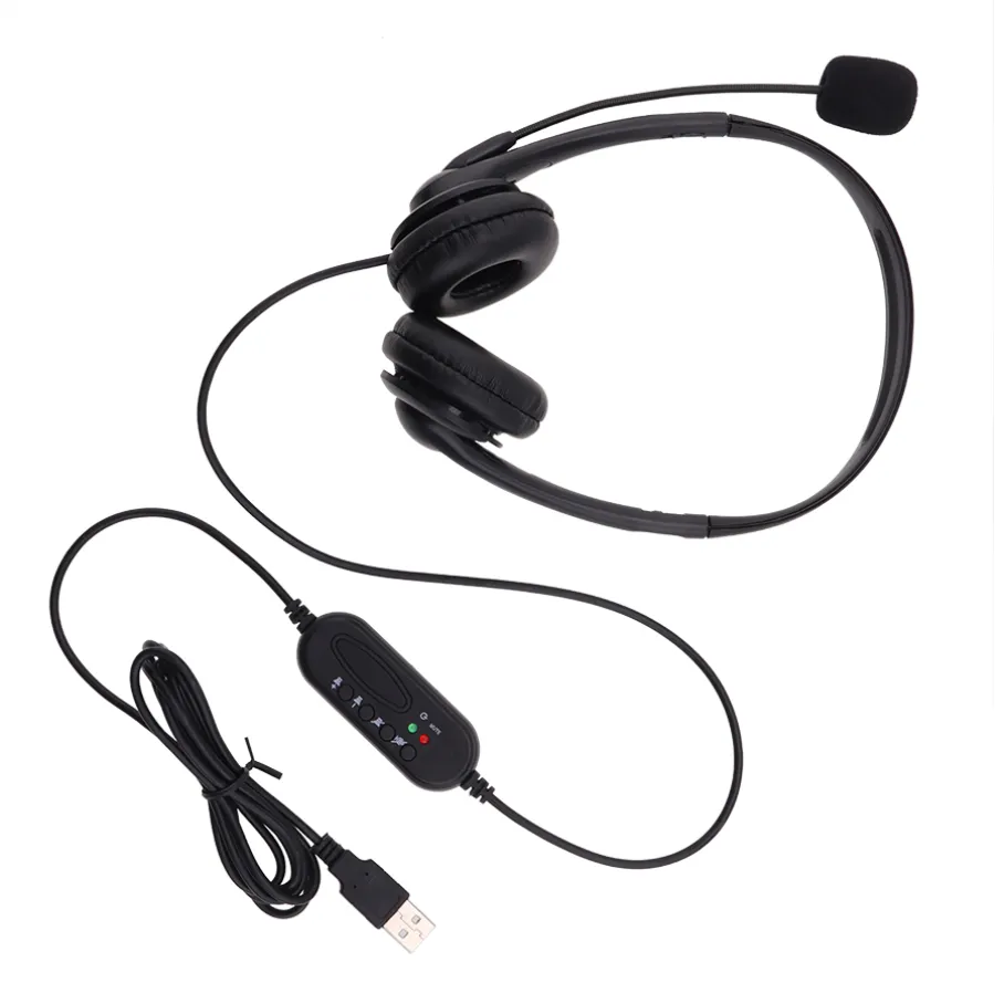 Wired Headphones USB Call Center Headset With Noise Cancelling Mic For PC Computer Home Office Phone Customer Service