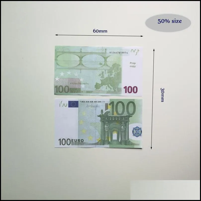 Andere festliche Partyversorgungen 2022 Neue gefälschte Geld Banknote 5 20 50 100 200 US -Dollar Euro Realistische Spielzeug -Bar -Requisiten Kopie Währung Mo DHC0x5HXM23PU