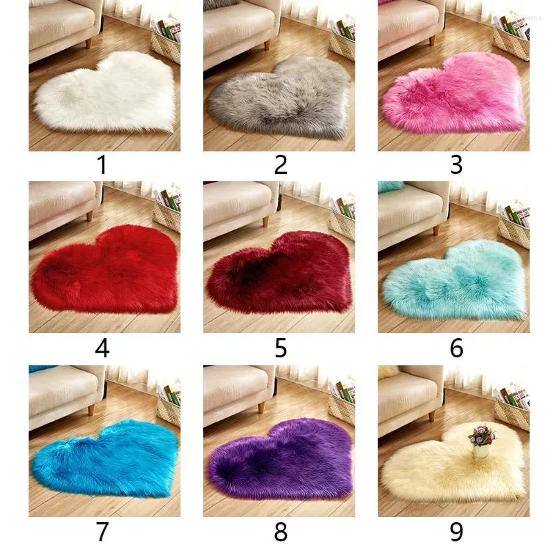 Carpets Blanket Mat Heart Shape Living Room Fluffy Imitation Wool Bedroom Non Slip Home Decoration Rugs Plush Soft