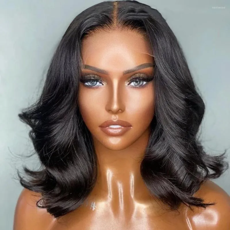 Brazilian Loose Body Wave Short Bob Wig Human Hair 13x1 Transparent Lace Front Wigs Pre Plucked With Baby For Women