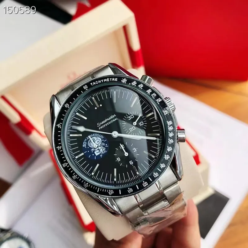 OM OM ZWERAJE DLA MĘŻCZYZN 2023 NOWY Astronauci zegarki WSZYSTKIE DEL Work Quartz Watch Wysokiej jakości najlepsza luksusowa marka Chronograph zegar czarny gumowy pasek Męska moda