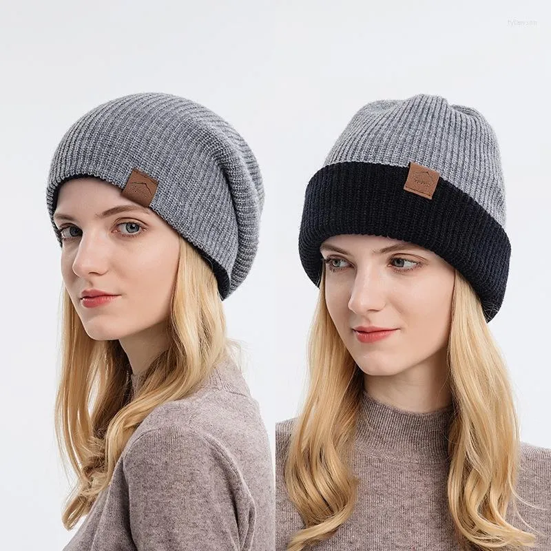 Berets vrouwen herfst en winter gebreide hoeden voor mannen zachte mode vintage solide kleur warm paar