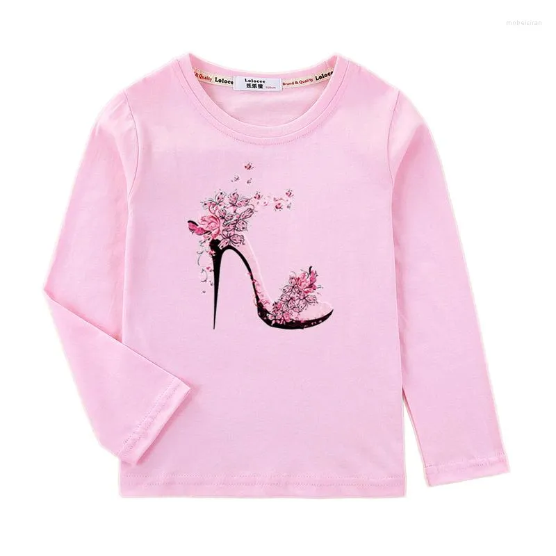 Koszule dziewczęta drukują topy AIMI Lakana High Heels T-shirt Butterfly Kids Bawełniane koszulka Baby Girl Tee