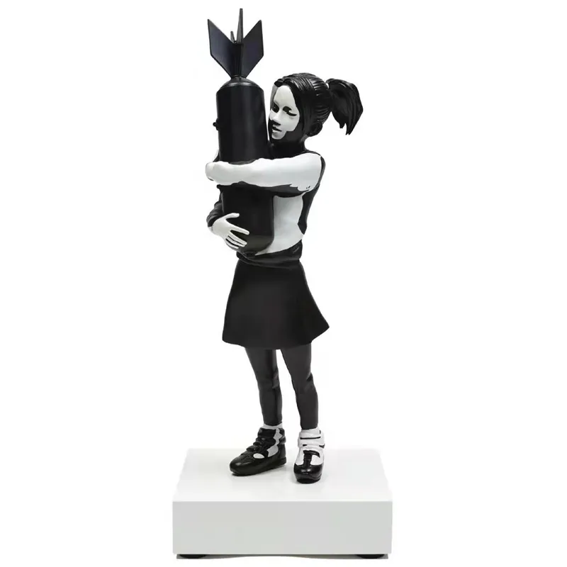 Dekoratif Nesneler Figürinler Banksy Bomba Hugger Modern Heykel Bombası Kız Heykel Reçine Masa Parçası Bomba Aşk İngiltere Sanat Evi Dekor Figür Noel Hediyeleri 221021